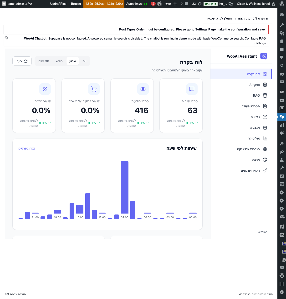 WooAI Chatbot Dashboard